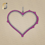 925 Sterling Silver Heart Pendant Natural Ruby Diamond Pendant Heart Jewelry