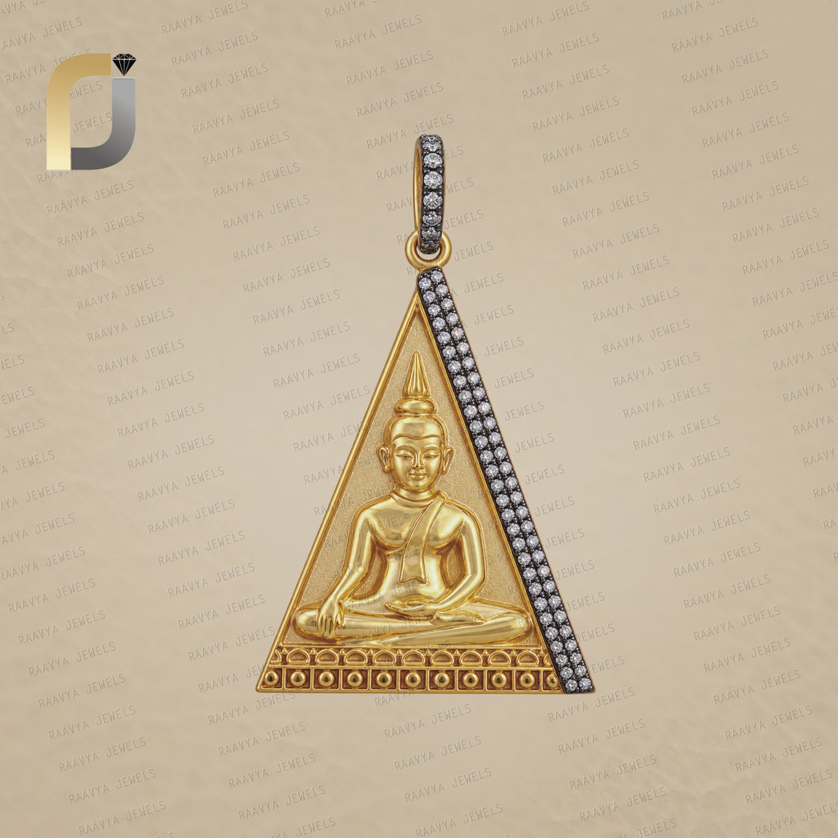 Champagne Diamond 925 Silver Yellow Vermeil Buddha Pendant