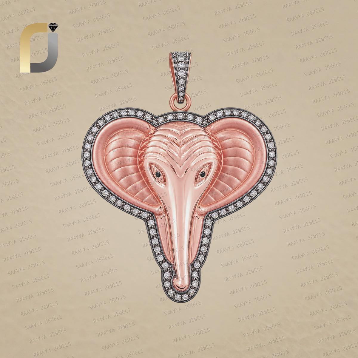Rose Gold plating Diamond Elephnat charm
