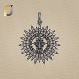 Black & White Diamond Starburst hamsa Silver Pendant Jewelry