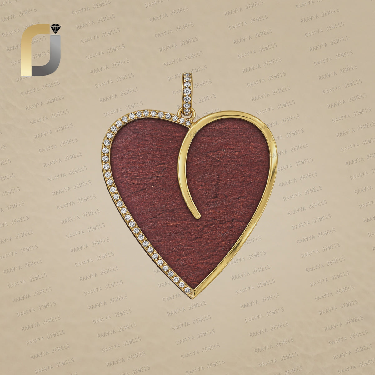 925 Silver Diamond Teak Wood Pendant Jewelry