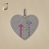 Pave Diamond Heart Pendant Oxidized 925 Silver Jewelry