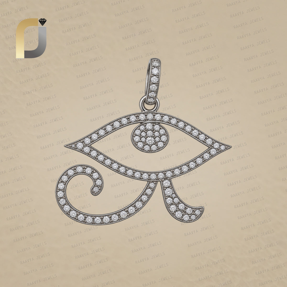 925 Sterling Silver Pave Diamond Evil Eye Pendant