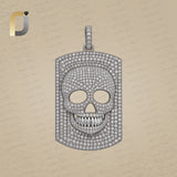 Skull Charm Natural Pave Diamond 925 Silver Pendant