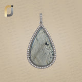 Labradorite Gemstone 925 Silver Diamond Charm Pendant