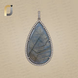 Labradorite Gemstone 925 Silver Diamond Pendant Jewelry