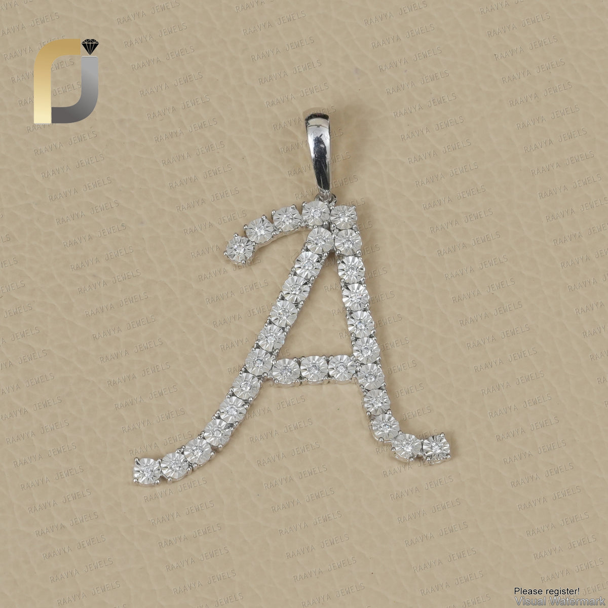 Double Cut White Diamond White Gold A initial Pendant Jewelry