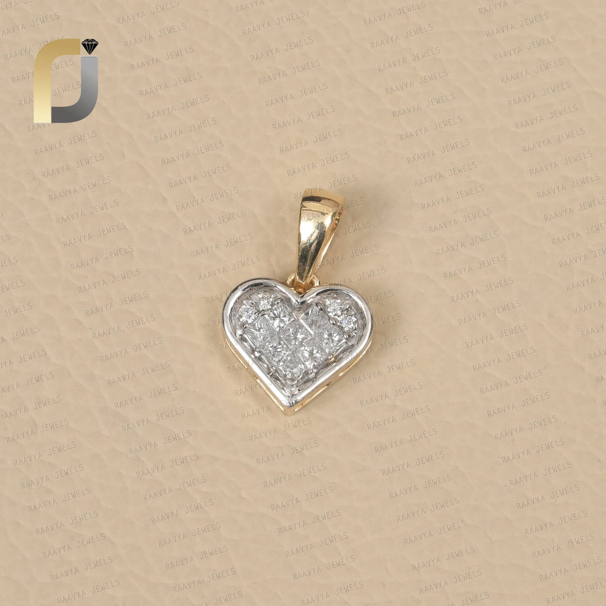 Solid 14k Yellow Gold Heart Charm Pendant Natural Diamond Jewelry