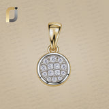 Solid 14k Yellow Gold Round Charm Pendant Pave Diamond Jewelry