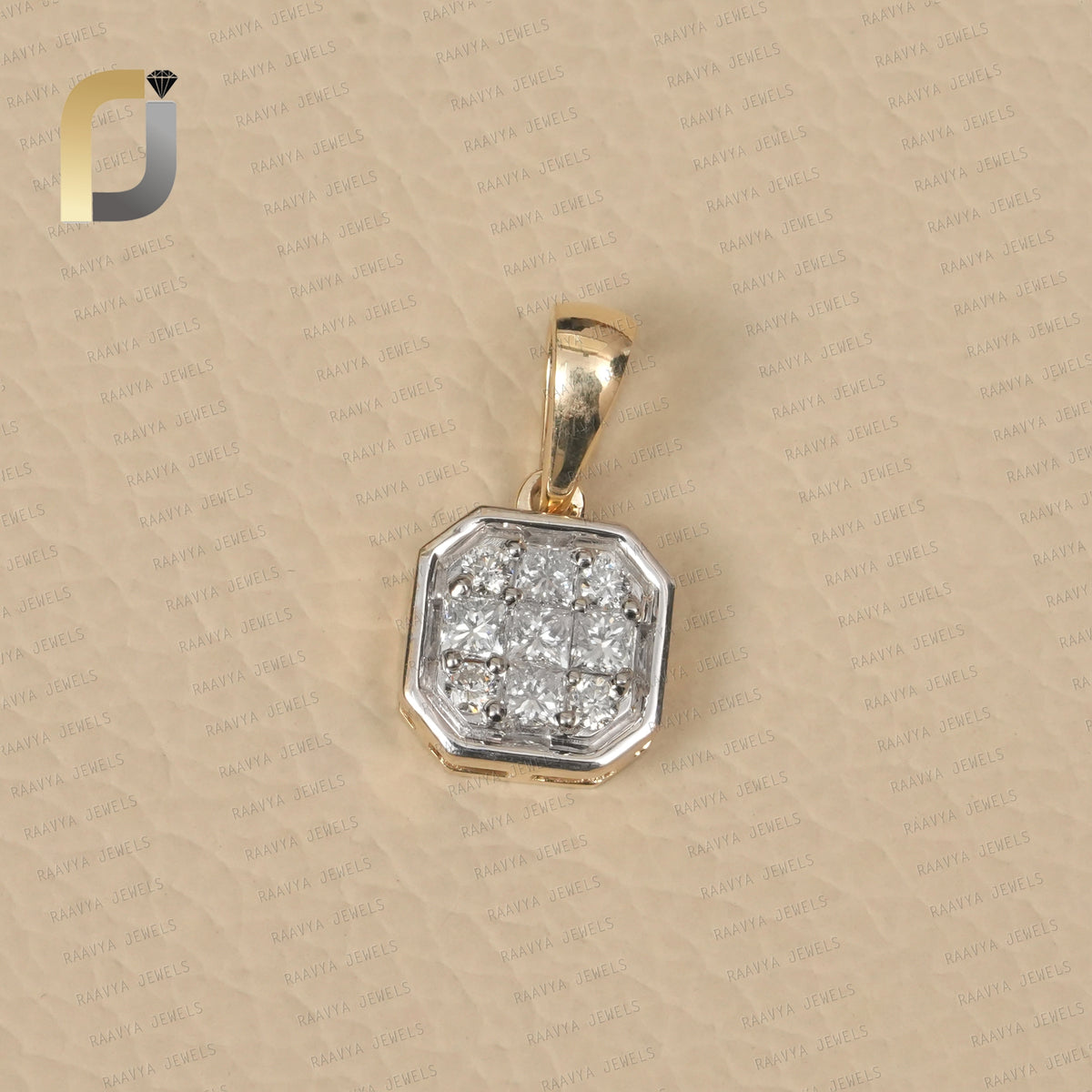 Solid 14k Yellow Gold  Pendant Natural Diamond Jewelry