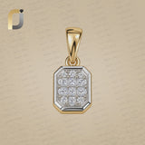 Solid 14k Yellow Gold Minimalist Pendant Handmade Pave Diamond Jewelry