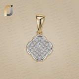 Solid 14k Yellow Gold Pendant Handmade Pave Diamond Flower Jewelry