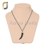 925 Silver Pave Diamond Horn Pendant & Charm
