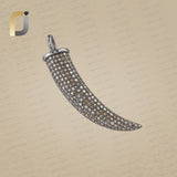 Pave Diamond Tooth Pendant Oxidized 925 Silver Jewelry
