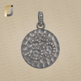 Diamond OM Charm Pendant Oxidized 925 Silver Jewelry