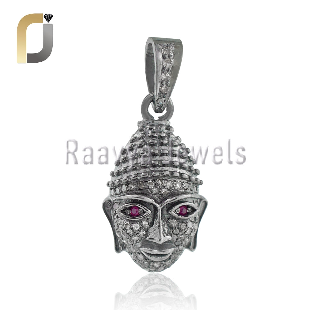 925 Silver Pave diamond Budda Pendant Jewelry