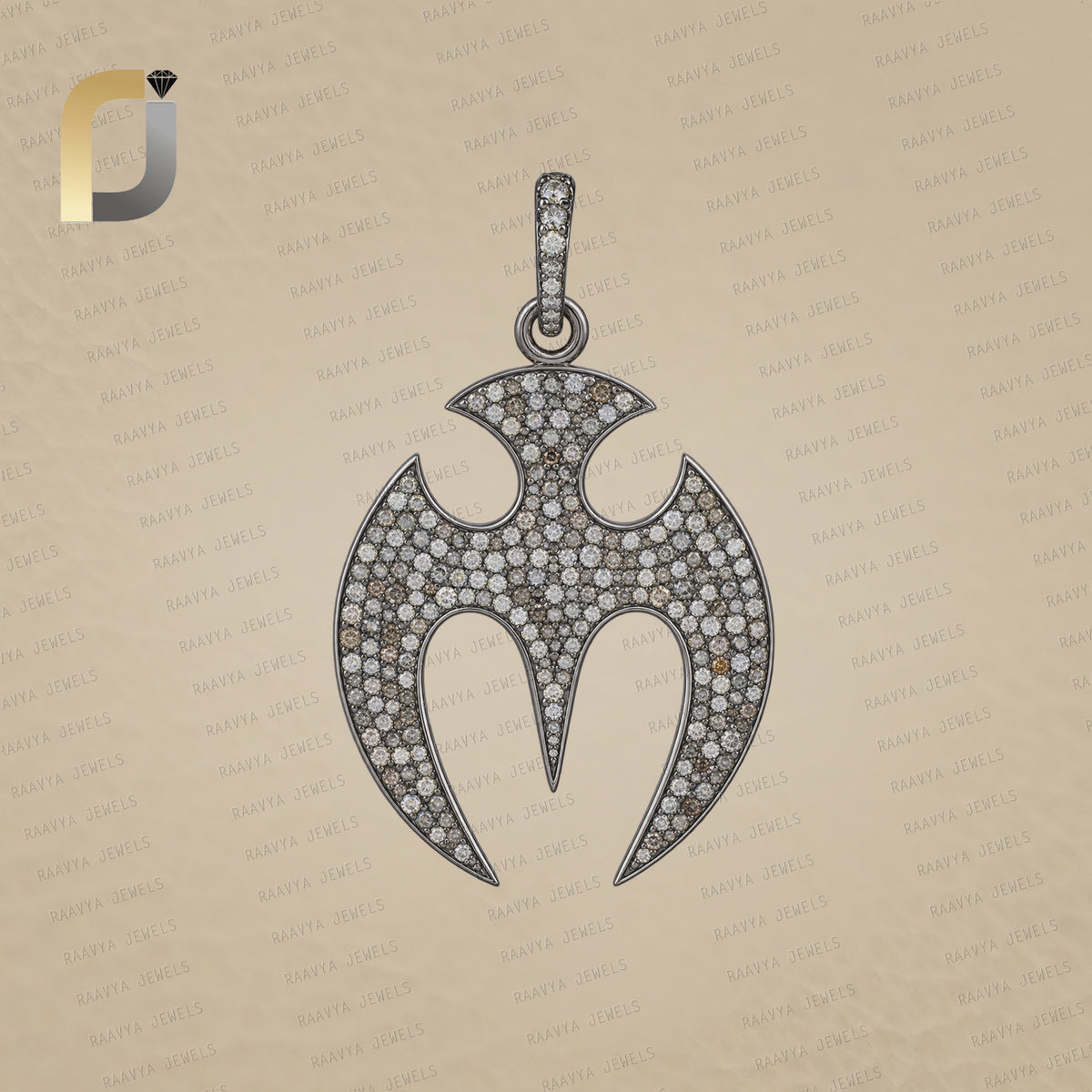 Champagne Diamond Batman 925 Silver Pendant Jewelry