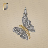 Yellow Vermeil Diamond Butterfly Charm Pendant 925 Silver Jewelry