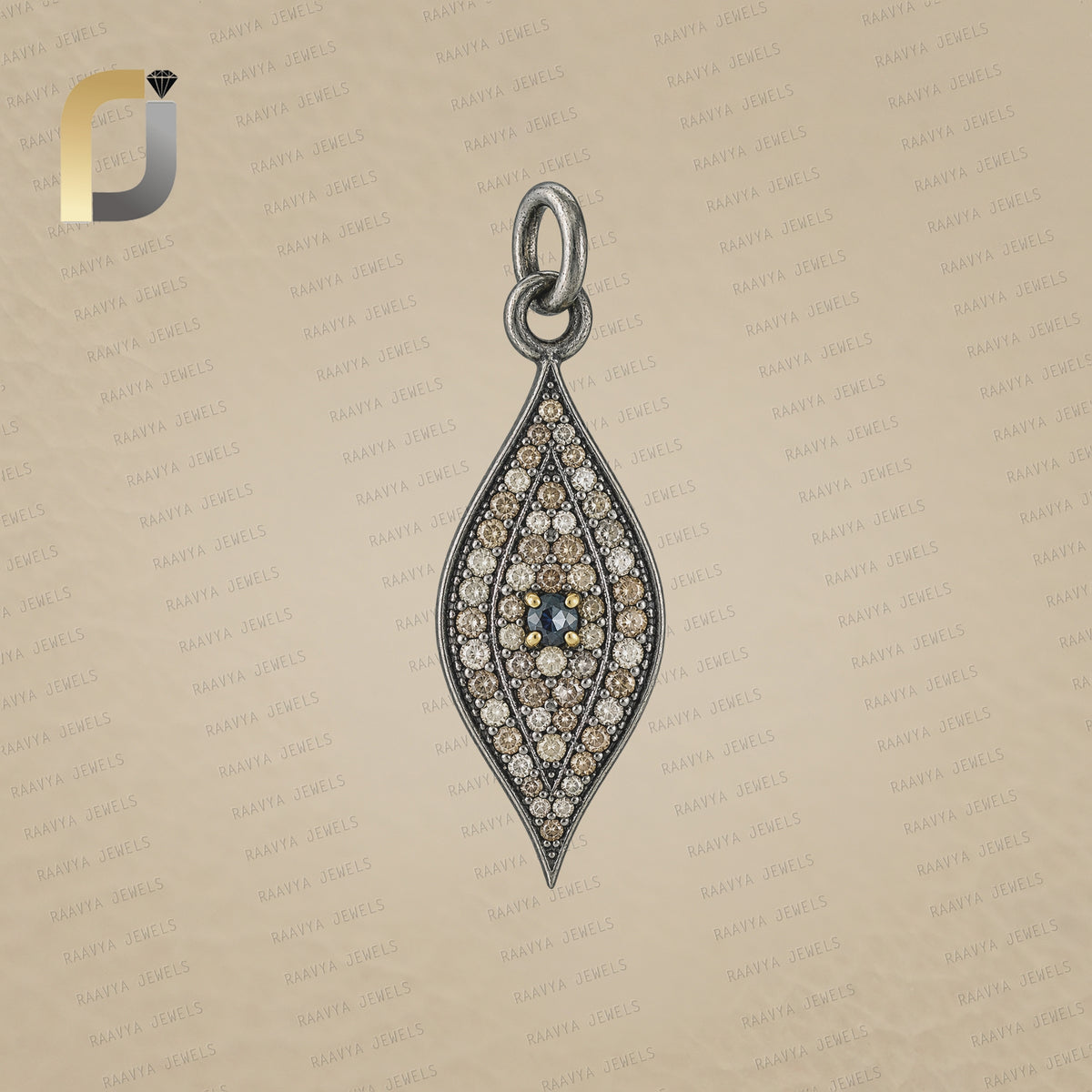 Pave Diamond Evil Eye Charm 925 Silver Pendant Jewelry