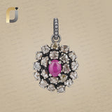 Polki Diamond Sapphire Gemstone Diamond Pendant Jewelry