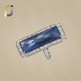 925 Silver Handmade Cocktail Ring Baguette Diamond Gemstone Jewelry