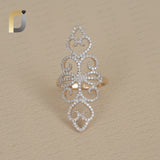 14k Gold Pave Diamond Designer Long Ring Jewelry
