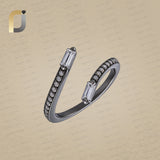 White Topaz Baguette Gemstone Diamond Silver Band Ring Jewelry