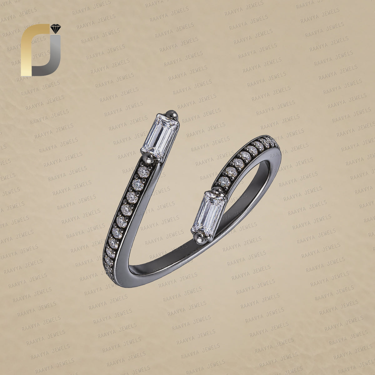 White Topaz Baguette Gemstone Diamond Silver Band Ring Jewelry