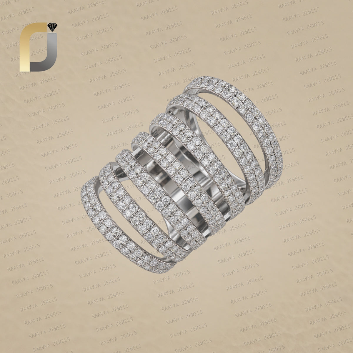 925 Sterling Silver Ring Natural Diamond Band Ring