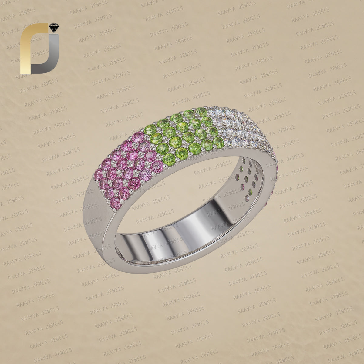 Multi Gemstone 925 Silver Handmade Band Ring Jewelry