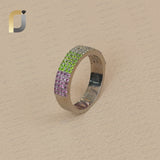 Multi Gemstone 925 Silver Handmade Band Ring Jewelry