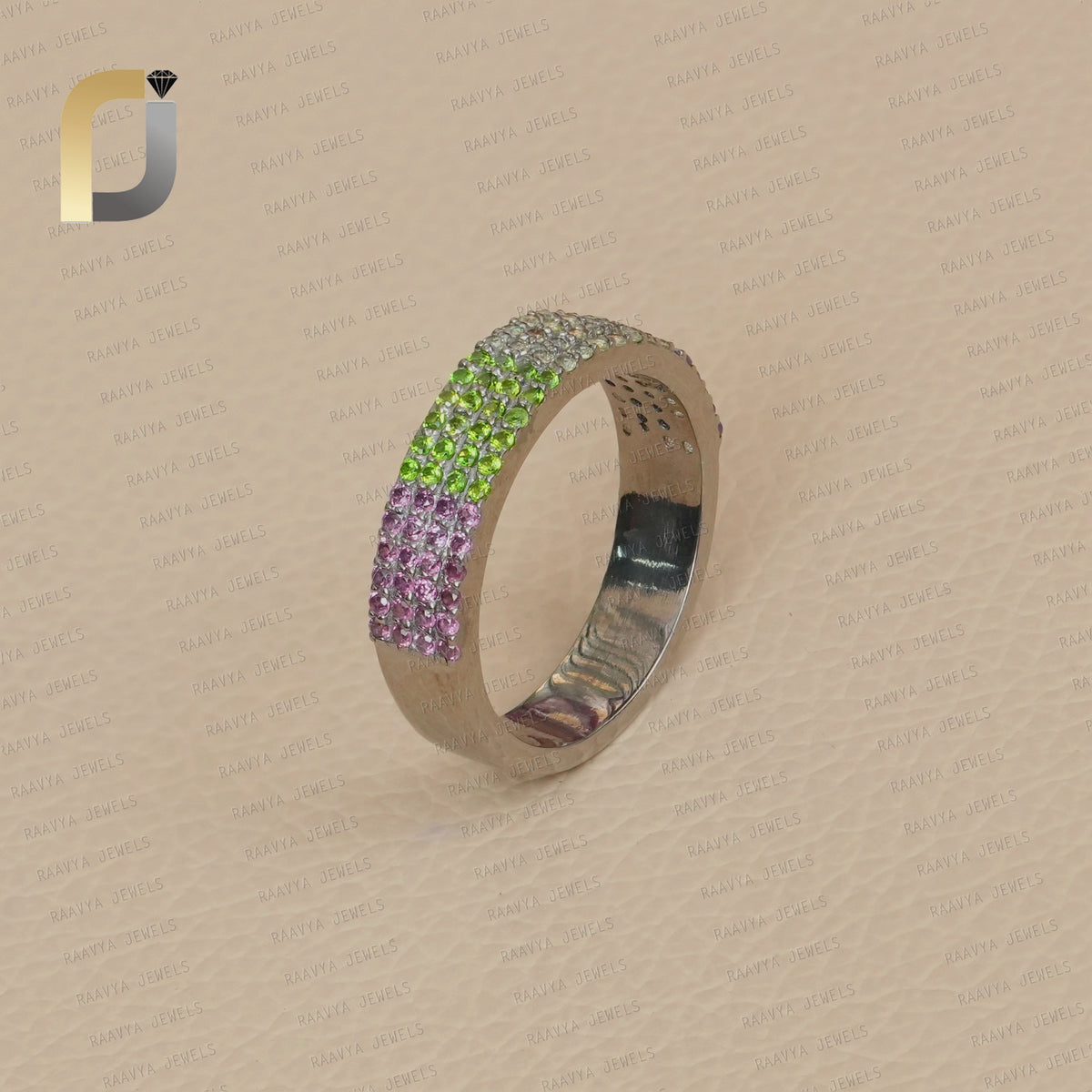 Multi Gemstone 925 Silver Handmade Band Ring Jewelry