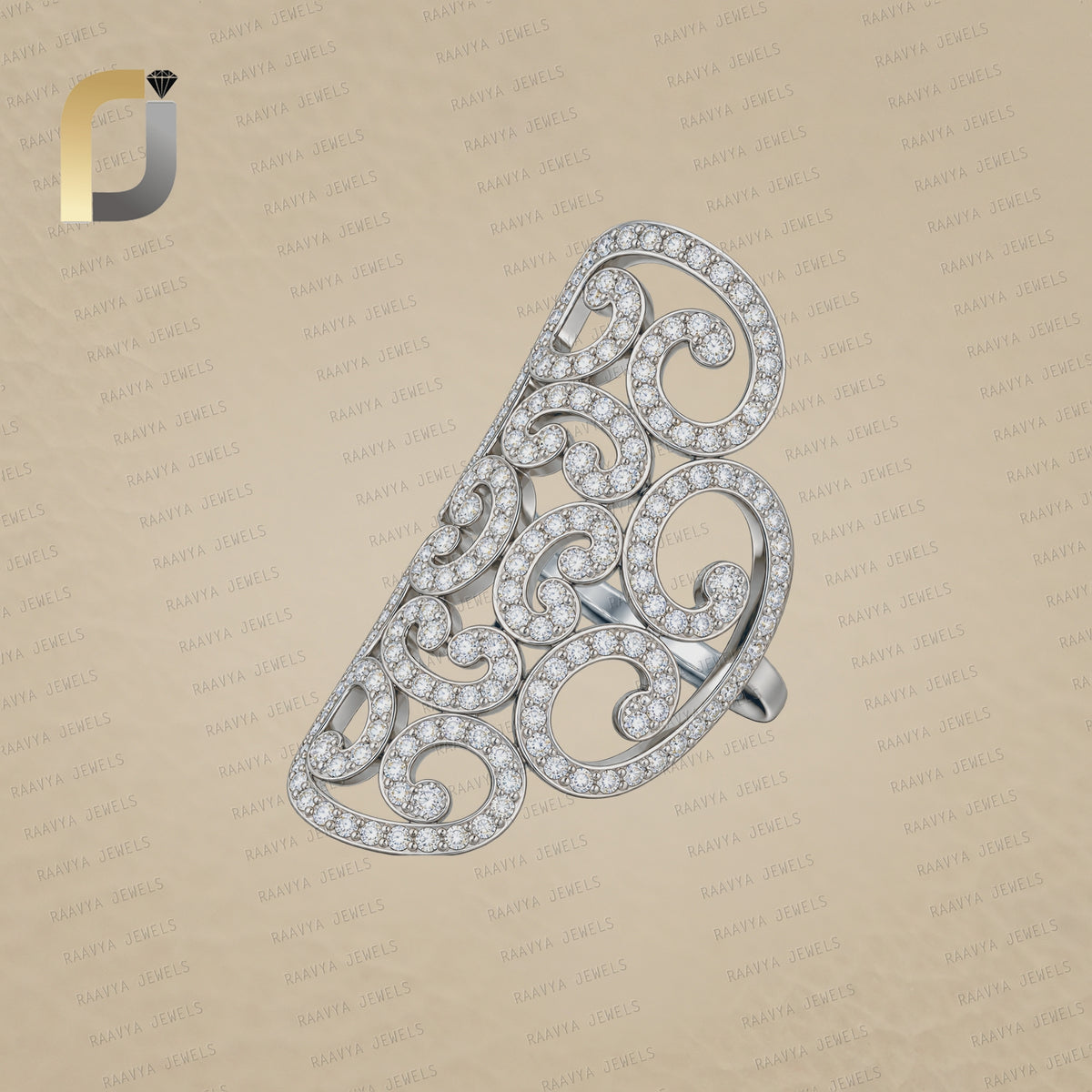 925 Sterling Silver Cocktail Ring Natural Diamond Band Ring