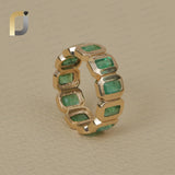 Emrald Rectangle 14K Yellow Gold Eternity Ring Band