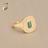 Emerald Gemstone 14k Yellow Gold Cocktail Ring Jewelry
