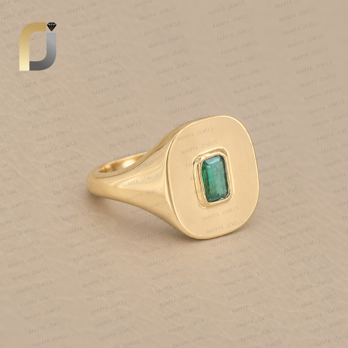 Emerald Gemstone 14k Yellow Gold Cocktail Ring Jewelry