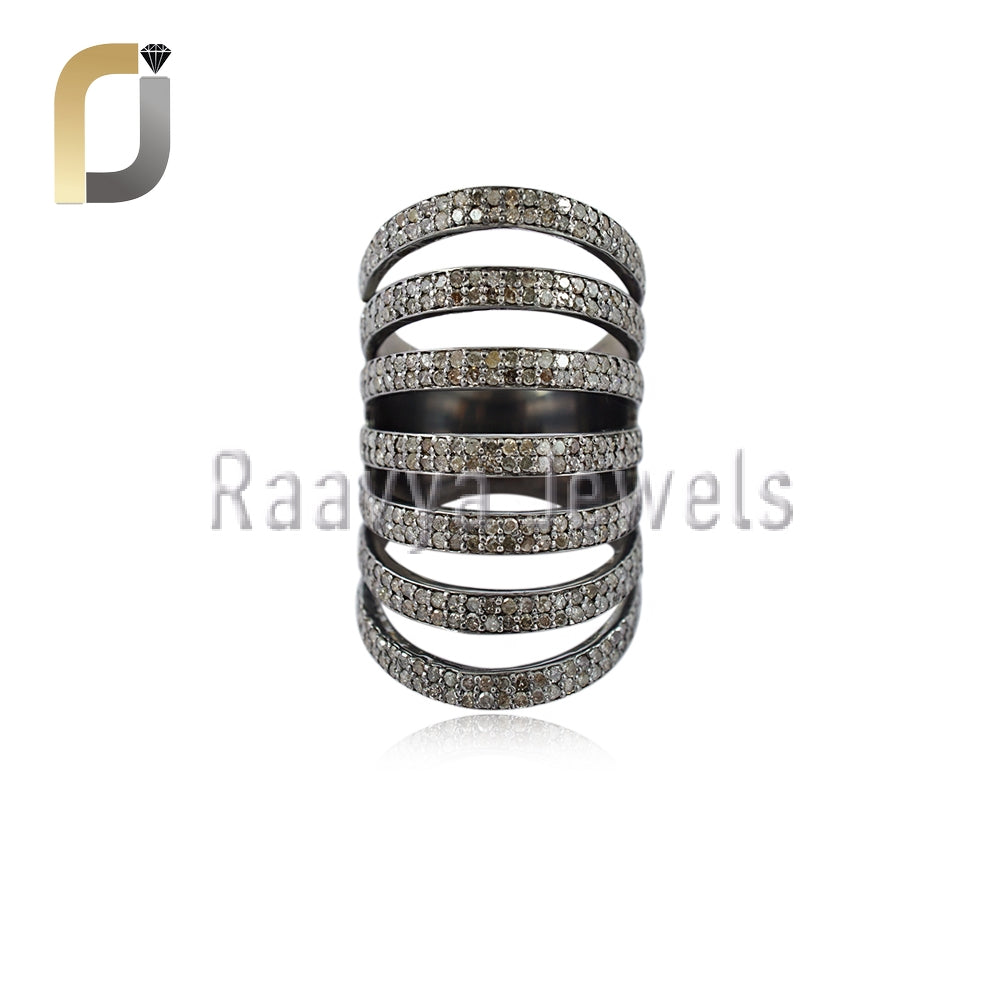 925 Silver Pave Diamond Designer Ring Jewelry