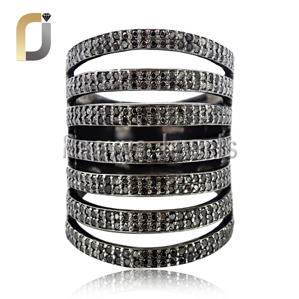 Black Diamond 925 Silver Handmade Ring Jewelry