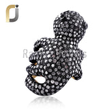 Yellow Vermeil Pave Diamond Silver Ring