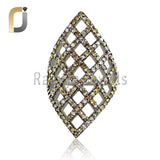 Pave Diamond Oxidized 925 Silver Designer Ring Jewelry