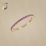 Solid 14k Yellow Gold Band Ring Natural Pink Sapphire Jewelry