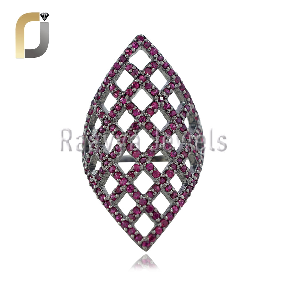 Precious Ruby Gemstone 925 Silver Ring Jewelry