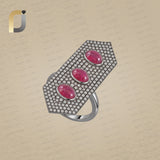Gemstone Ruby Champagne Diamond Silver Ring Jewelry