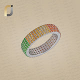 Multi Gemstone 925 Silver Full Eternity Band Ring Jewelry