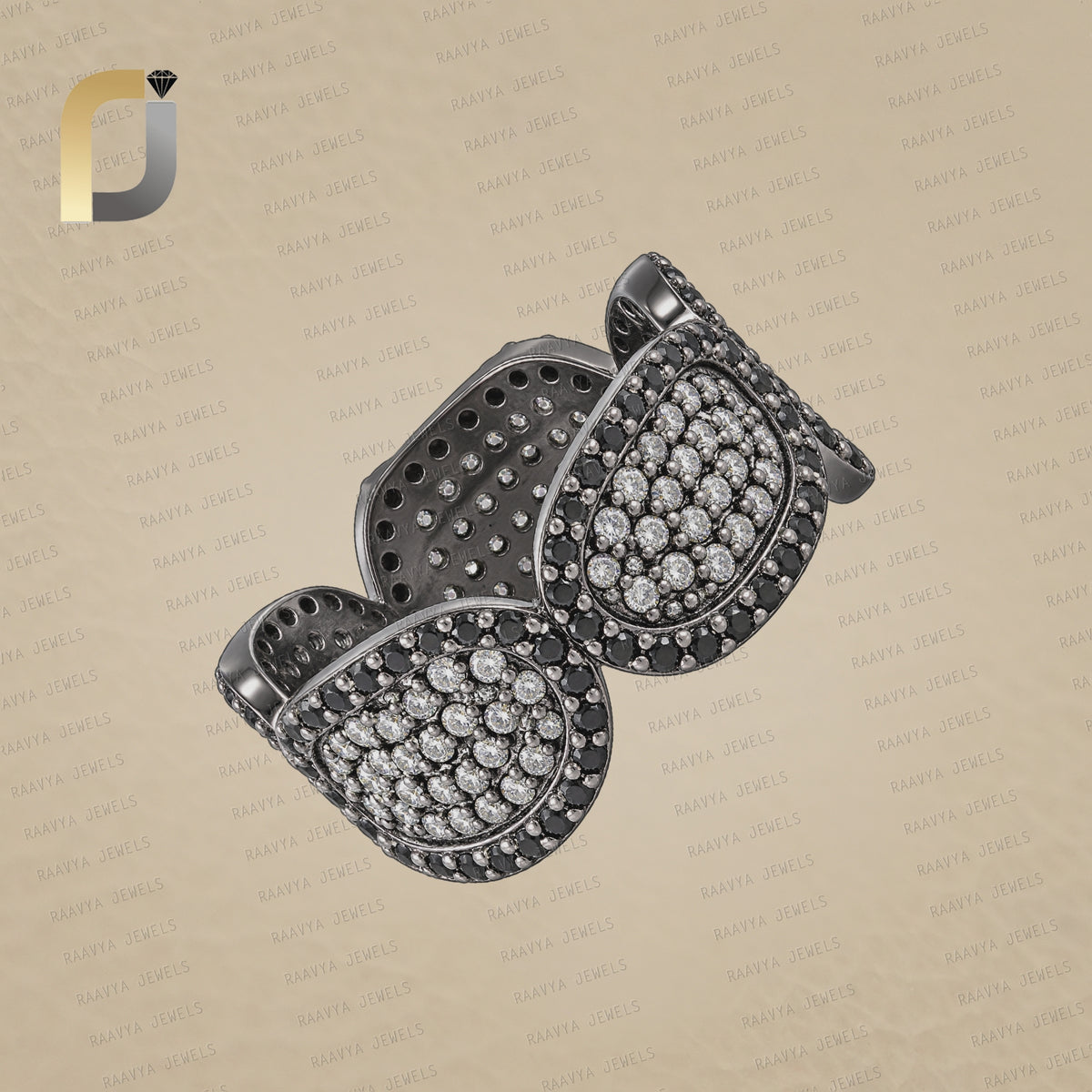 Black, Champagne Diamond Oxidized 925 Silver Band Ring Jewelry