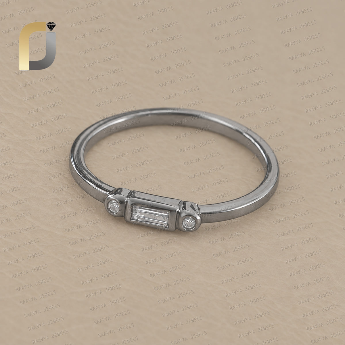 Solid 925 Silver band Ring Natural Baguette Diamond Jewelry Handmade Ring