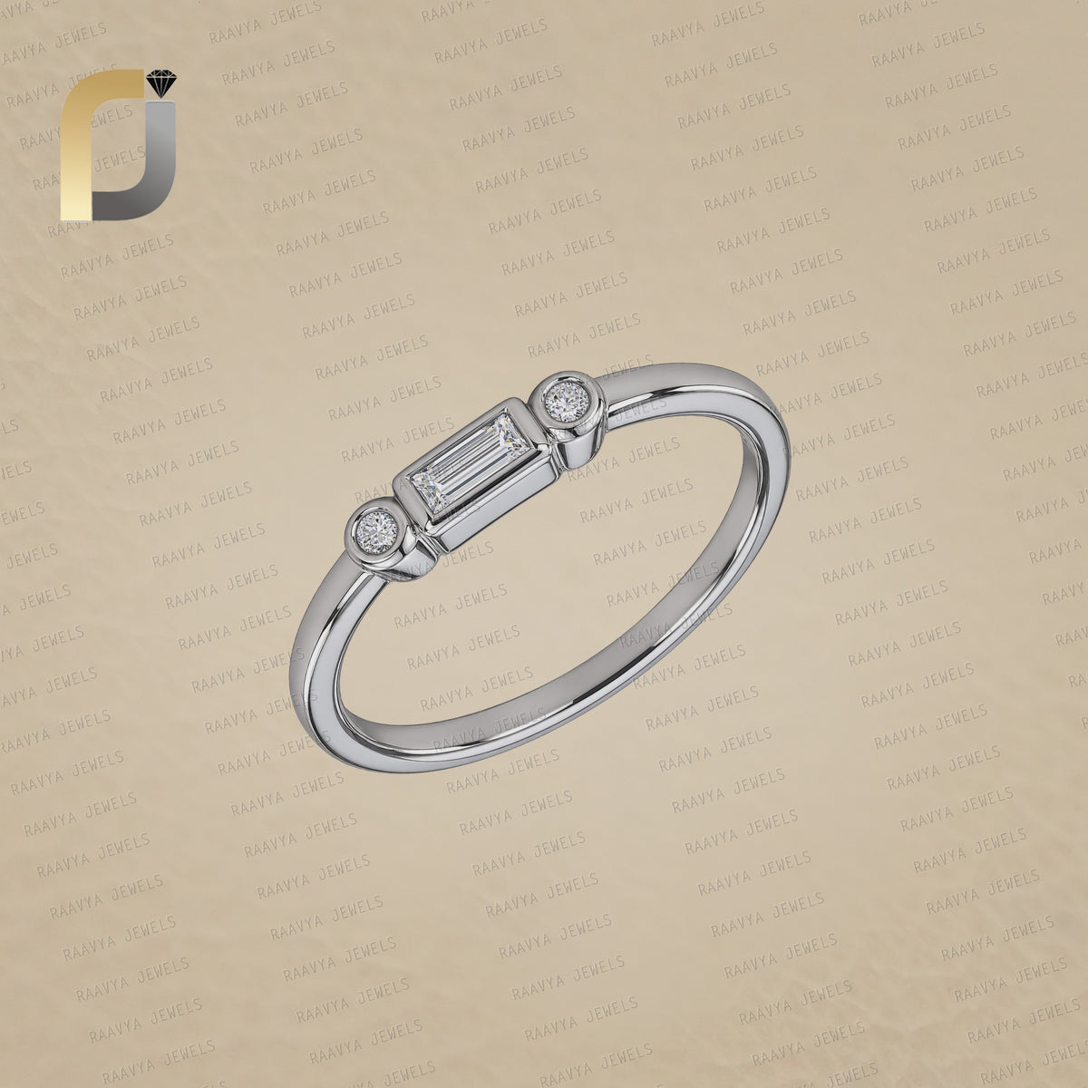 Solid 925 Silver band Ring Natural Baguette Diamond Jewelry Handmade Ring