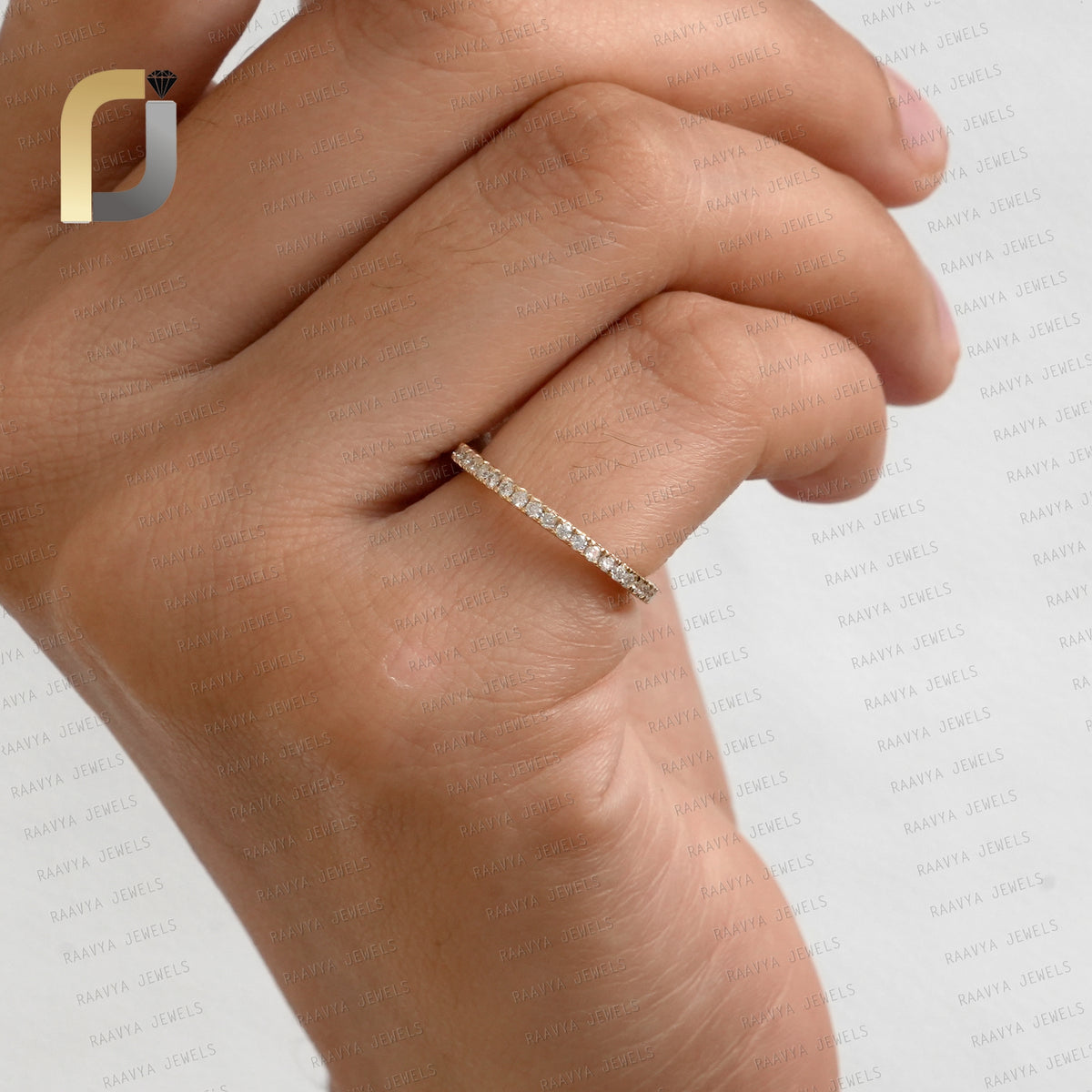 Genuine White Diamond Solid 14k Yellow Gold Jewelry Band Ring