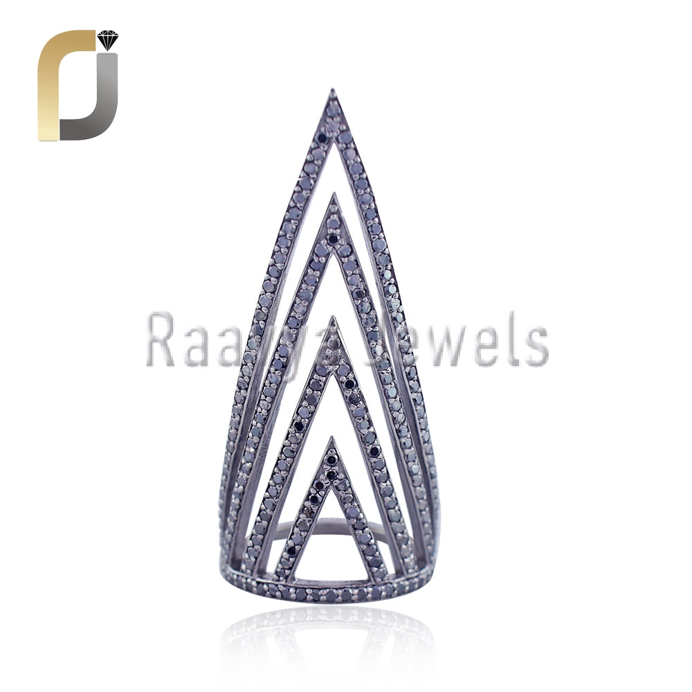 Black Diamond 925 Silver Designer Ring Jewelry