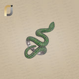 Chrome Diopside Gemstone 925 Silver Ruby Eyed Snake Ring Jewelry
